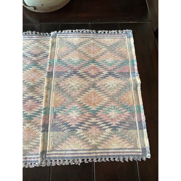 Park B. Smith Pastel-Colored Southwestern Woven Placemats Fringed Edges Set Of 4 - Picture 4 of 9